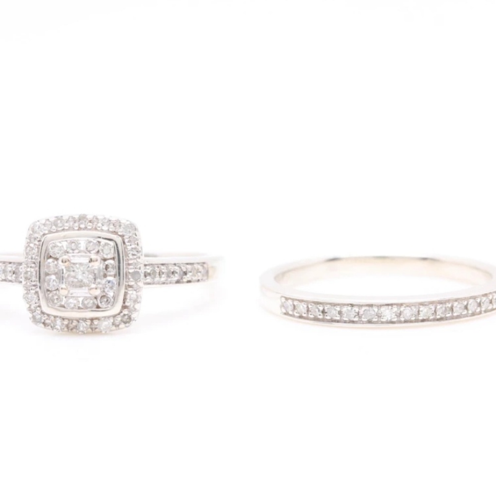 Sterling Silver Diamond Ring Set